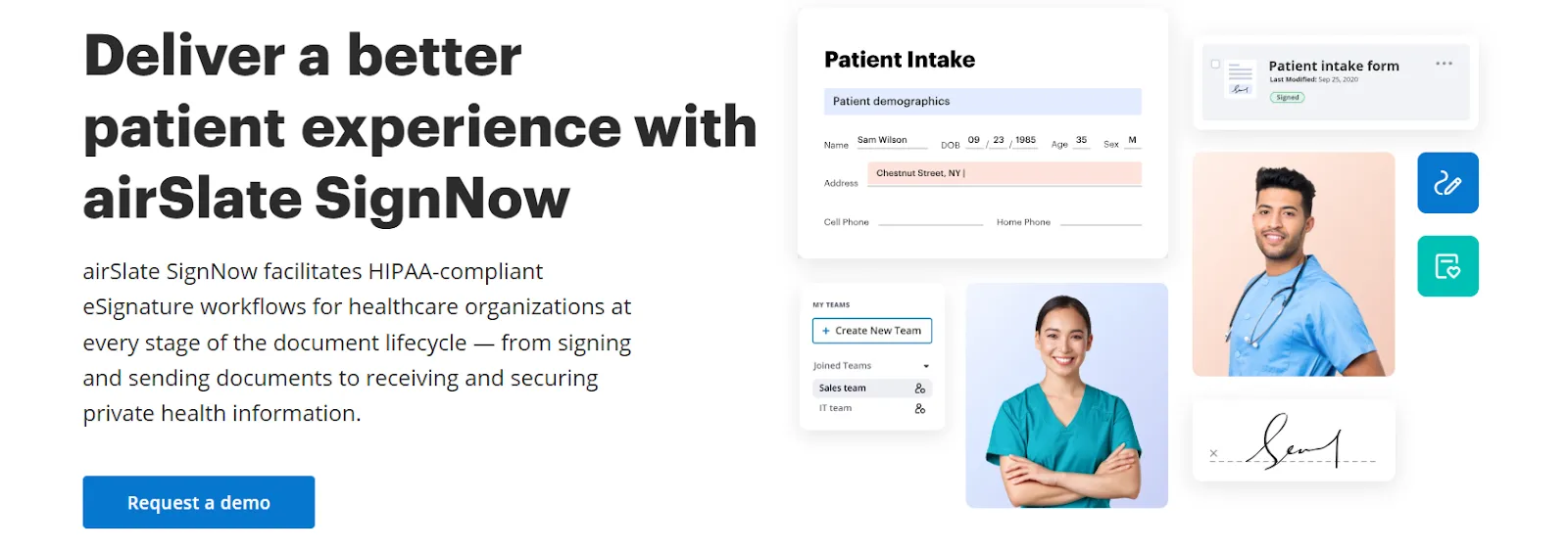 SignNow facilitates HIPAA compliant eSign workflows for healthcare