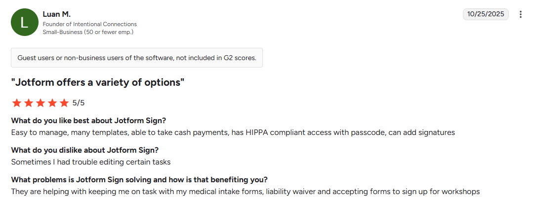 Jotform Sign offers templates and easy management for medical forms