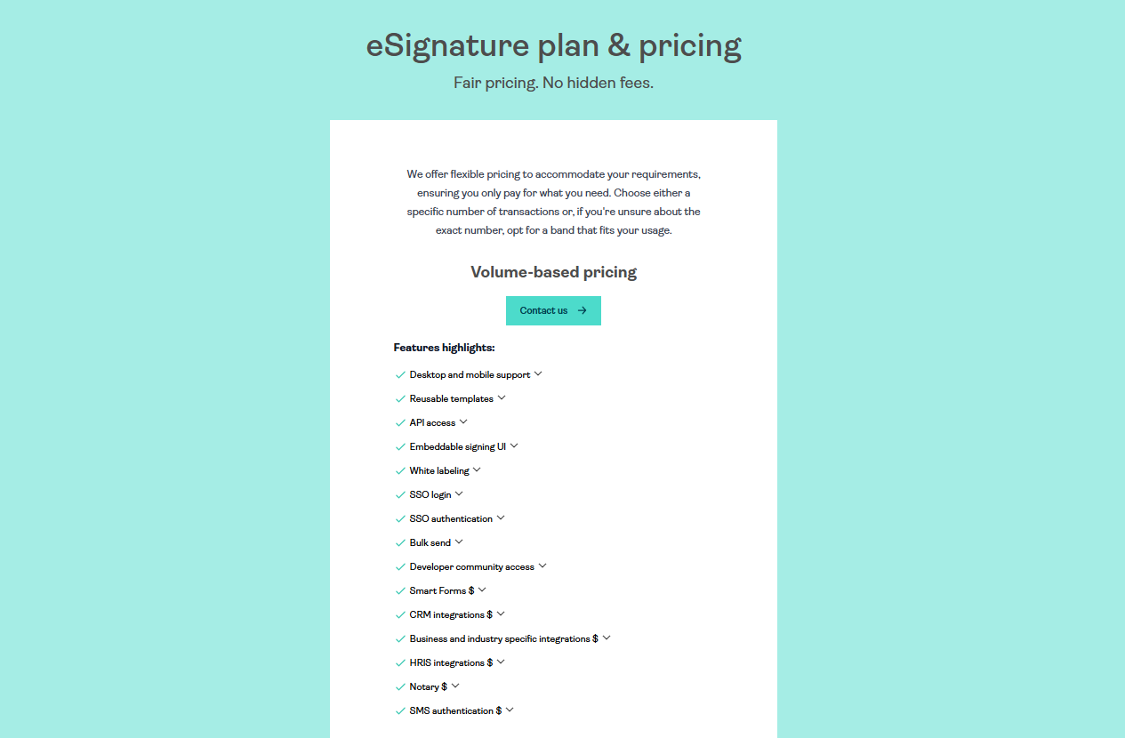 OneSpan plan pricing and feature highlights