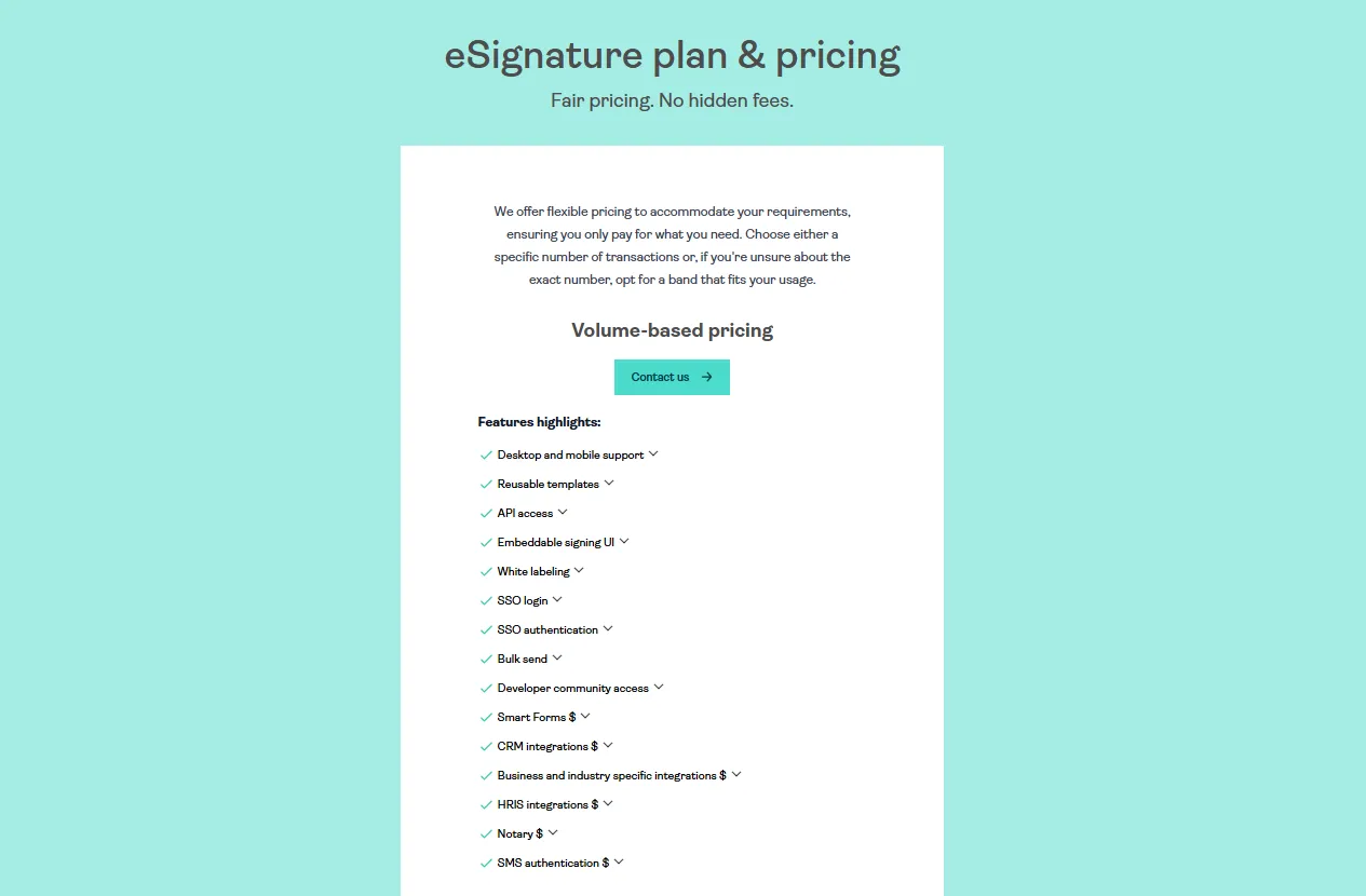 OneSpan plan pricing and feature highlights