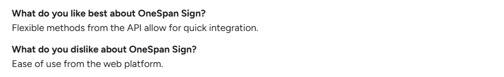 User likes OneSpan API flexibility