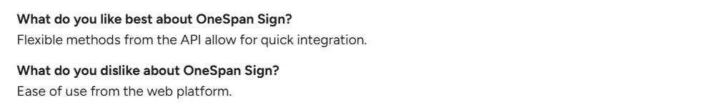User likes OneSpan API flexibility
