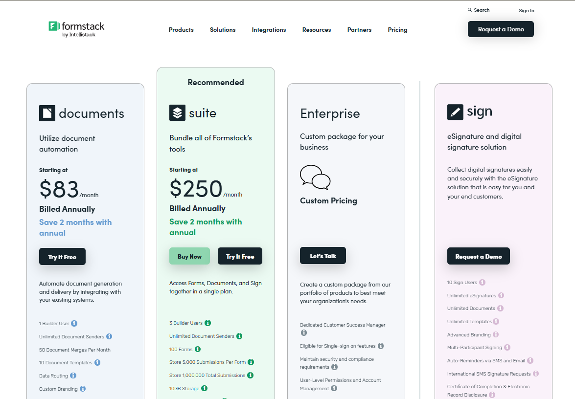 Formstack’s Document Automation plans help eliminate paperwork