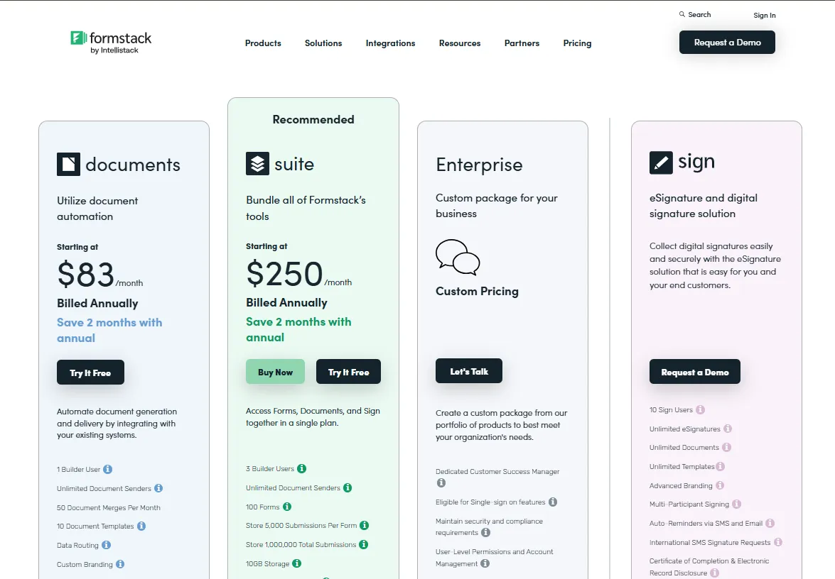 Formstack’s Document Automation plans help eliminate paperwork