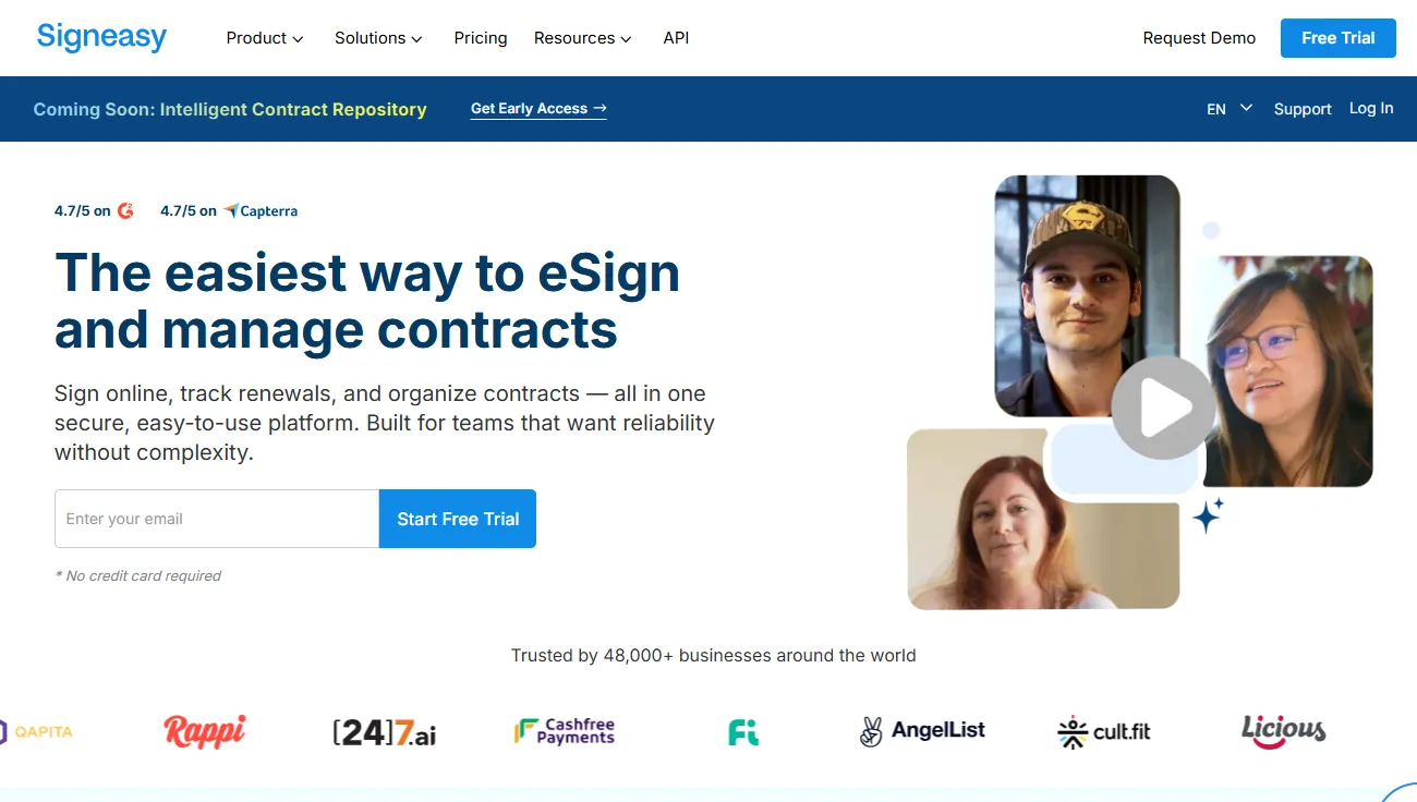 Signeasy Landing Page