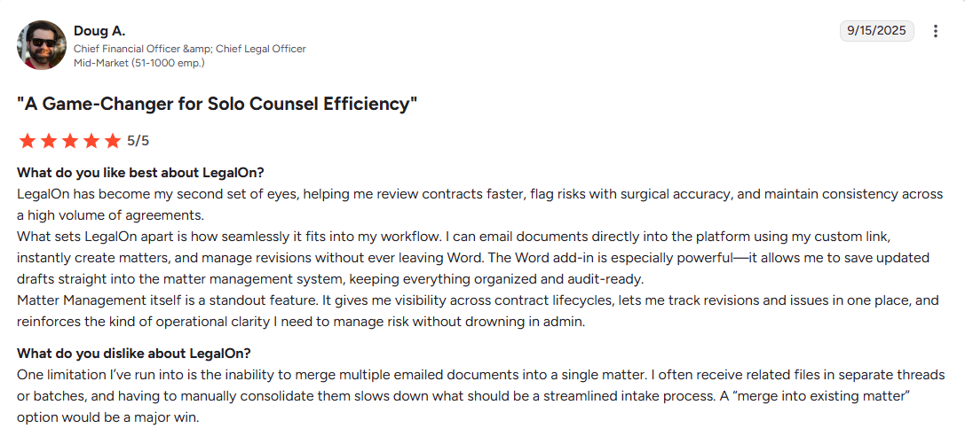 Review praises LegalOn's surgical accuracy and workflow management