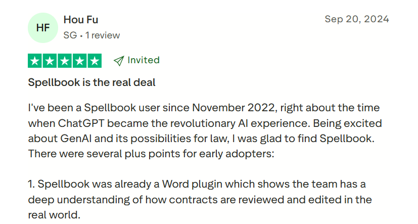 Review highlights Spellbook's deep understanding of contract editing