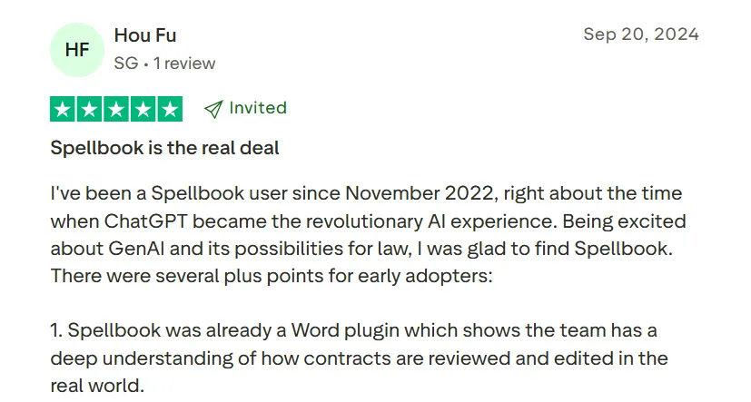 Review highlights Spellbook's deep understanding of contract editing