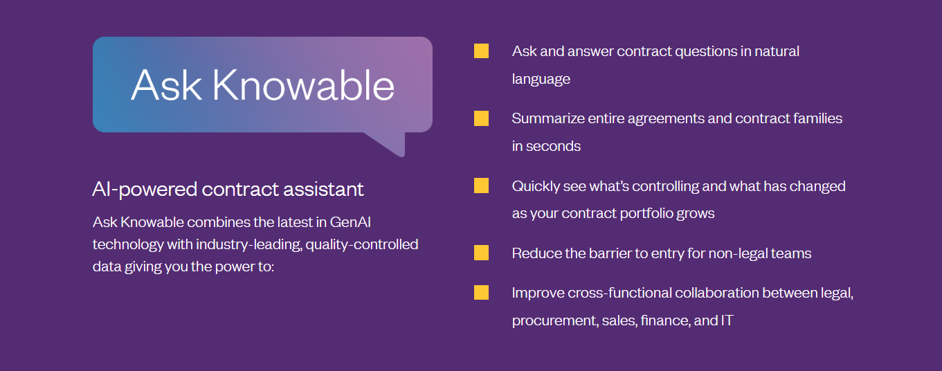 Knowable AI tool features like natural language QA and summarizing