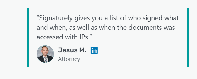 Review of Signaturely by an Attorney in GetApp