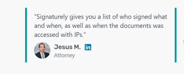 Review of Signaturely by an Attorney in GetApp