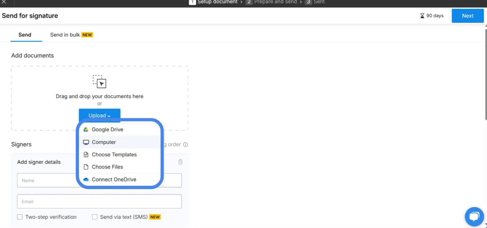 Pick PDF files from Mac or cloud storage to merge