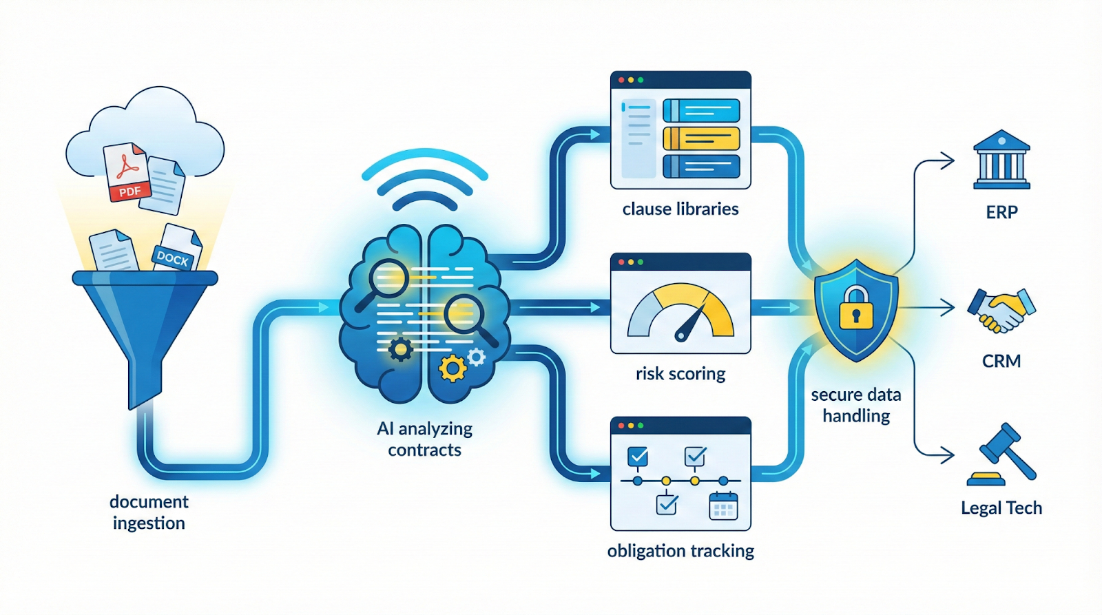 Modern illustration of AI managing contract processes
