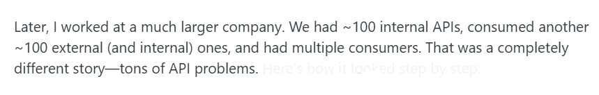 Developer quote about API problems at enterprise scale