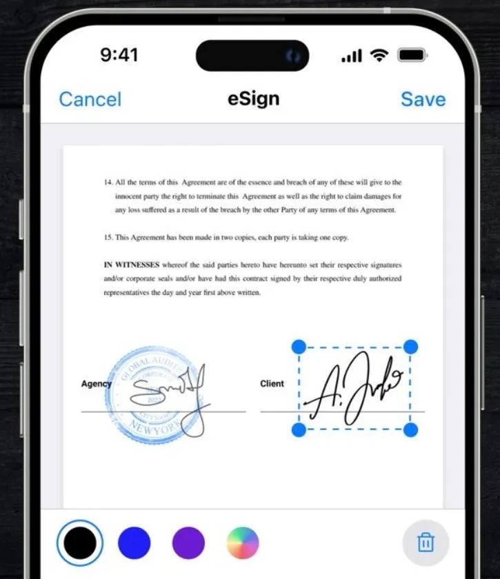 Signature scanning on iOS