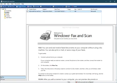 Prompt of Windows Fax and Scan prompt application window