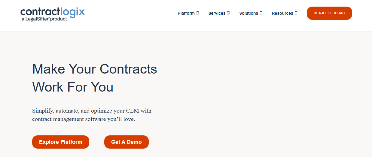 Image of Contract Logix home page