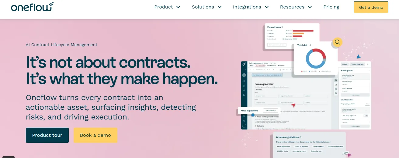 Image of Oneflow home page