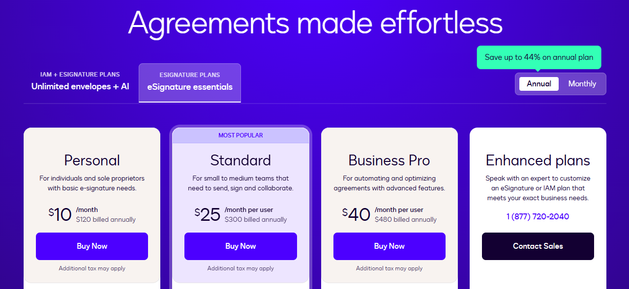 Image of Docusign home page