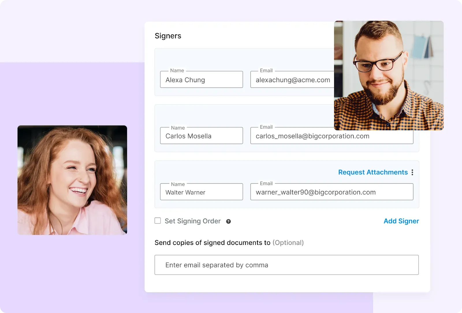Infographic showing teams collaborating in a shared contract workspace