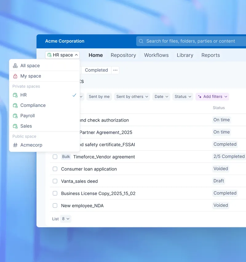 An image of Signeasy contracts within the HR space