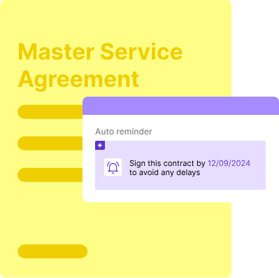 An image showing a Signeasy reminder received by a signer for signing the MSA