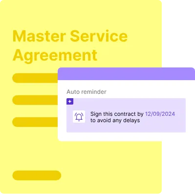 An image showing a Signeasy reminder received by a signer for signing the MSA