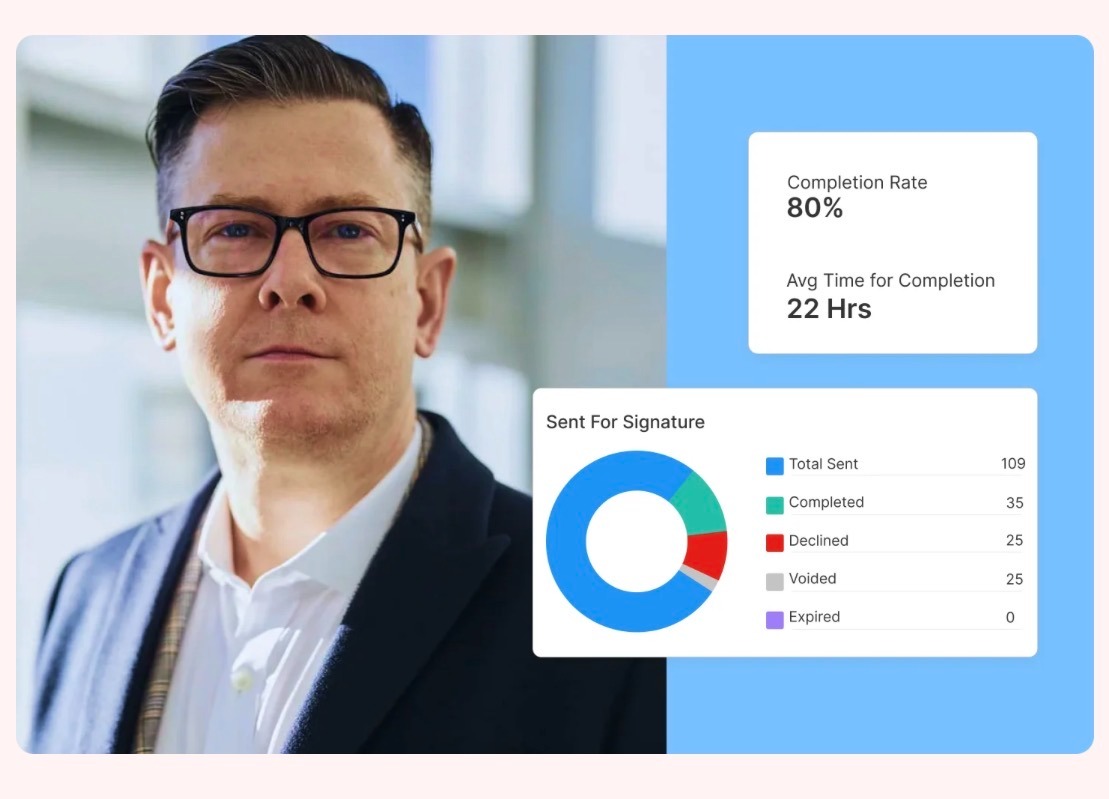 Contract search interface allowing search by sender, signer, workspace, and recent queries