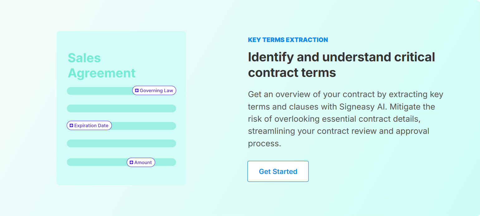 Image showing Signeasy’s Key Terms Extraction feature