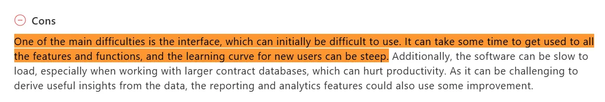 Capterra review mentioning a learning curve with CobbleStone