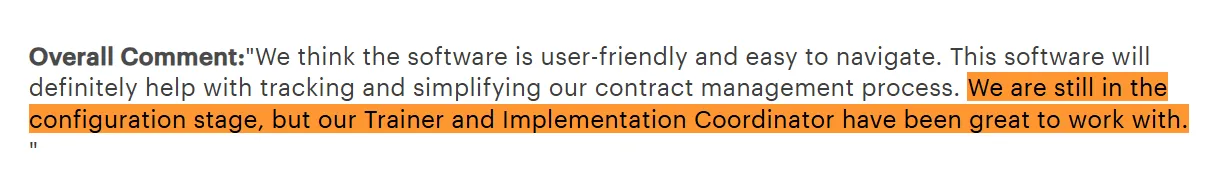 Gartner review noting ongoing configuration stage with CobbleStone