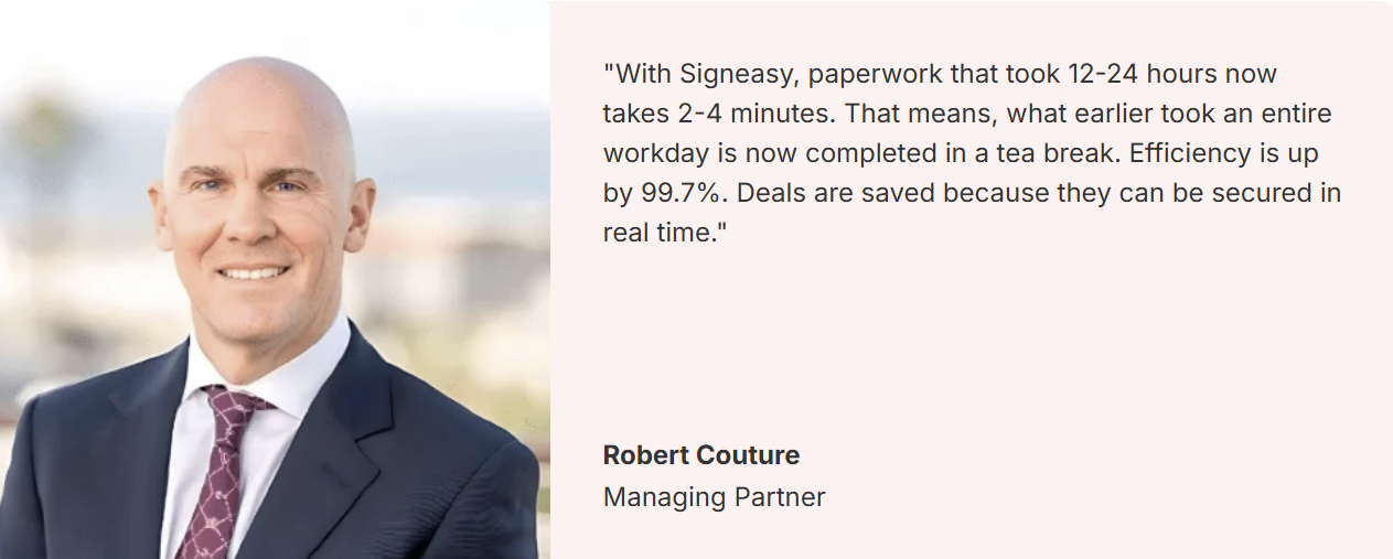 Customer testimonial describing efficiency gains and accelerated document workflows.