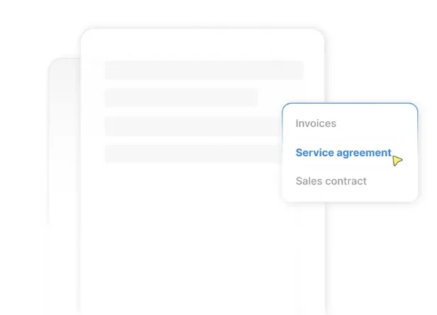 Document management interface showing contract type selection options.