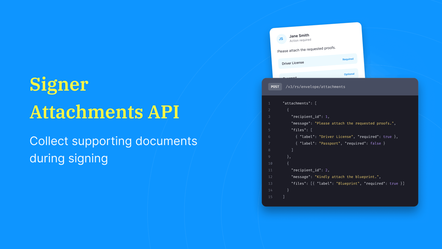 Collect supporting documents during signing with eSignature API