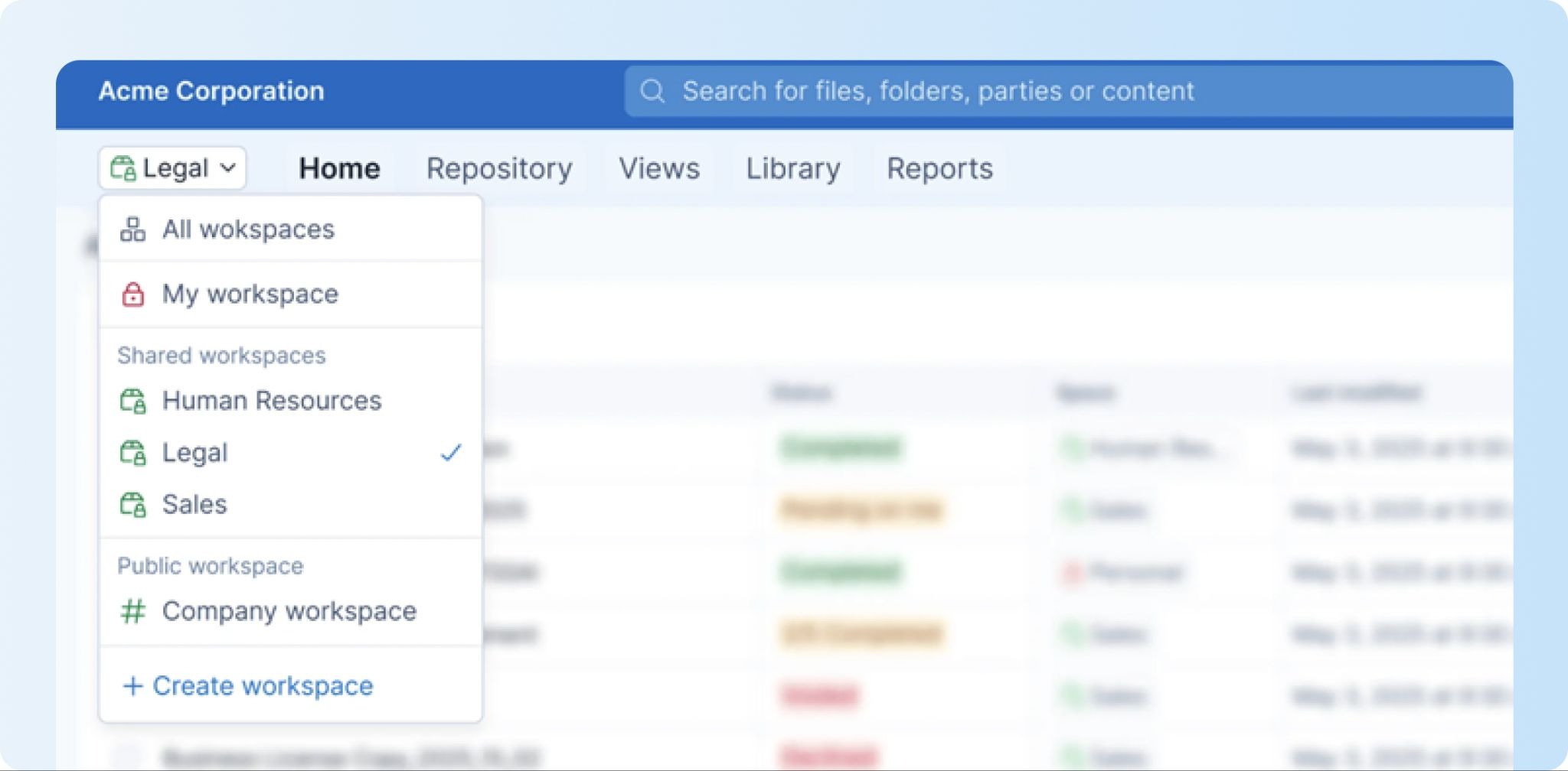 Signeasy offers shared workspaces for teams