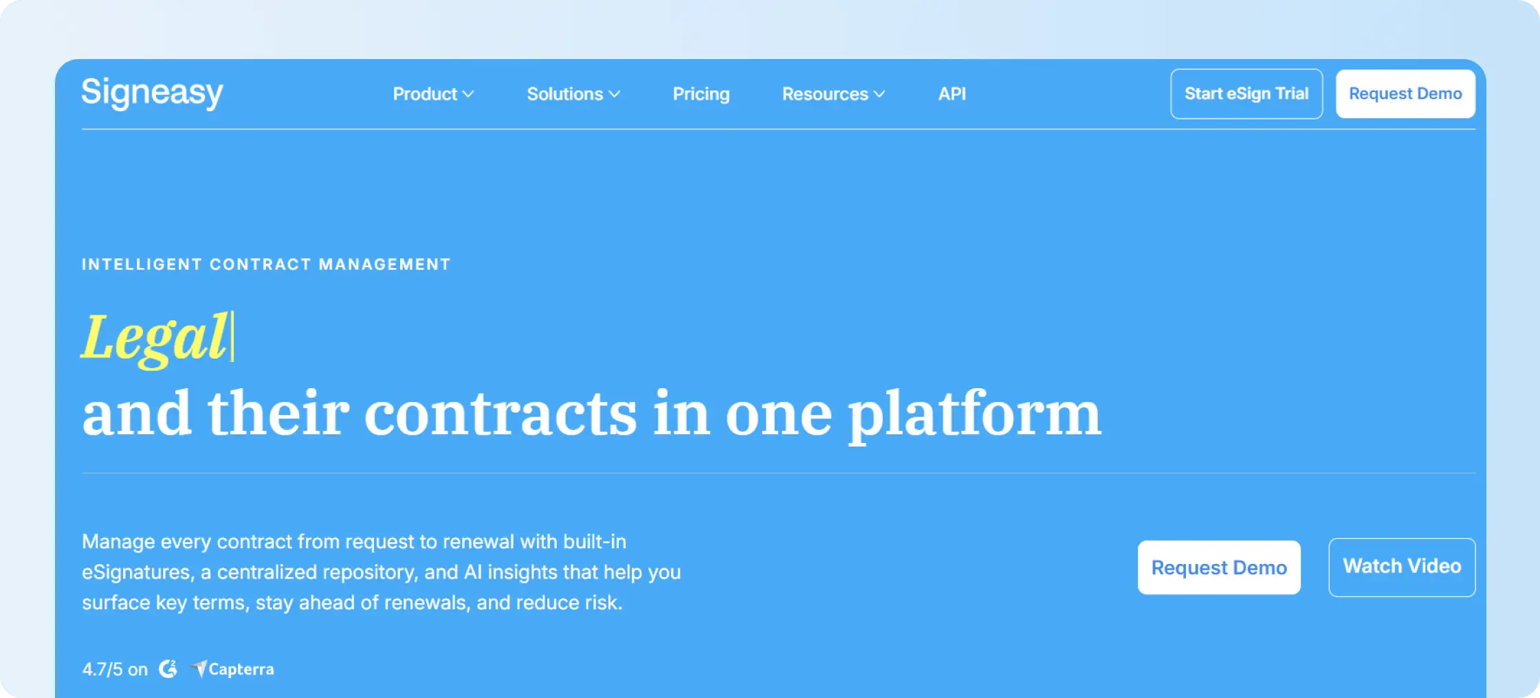 Signeasy, an intelligent contract management platform, is one of the leading LinkSquares competitors