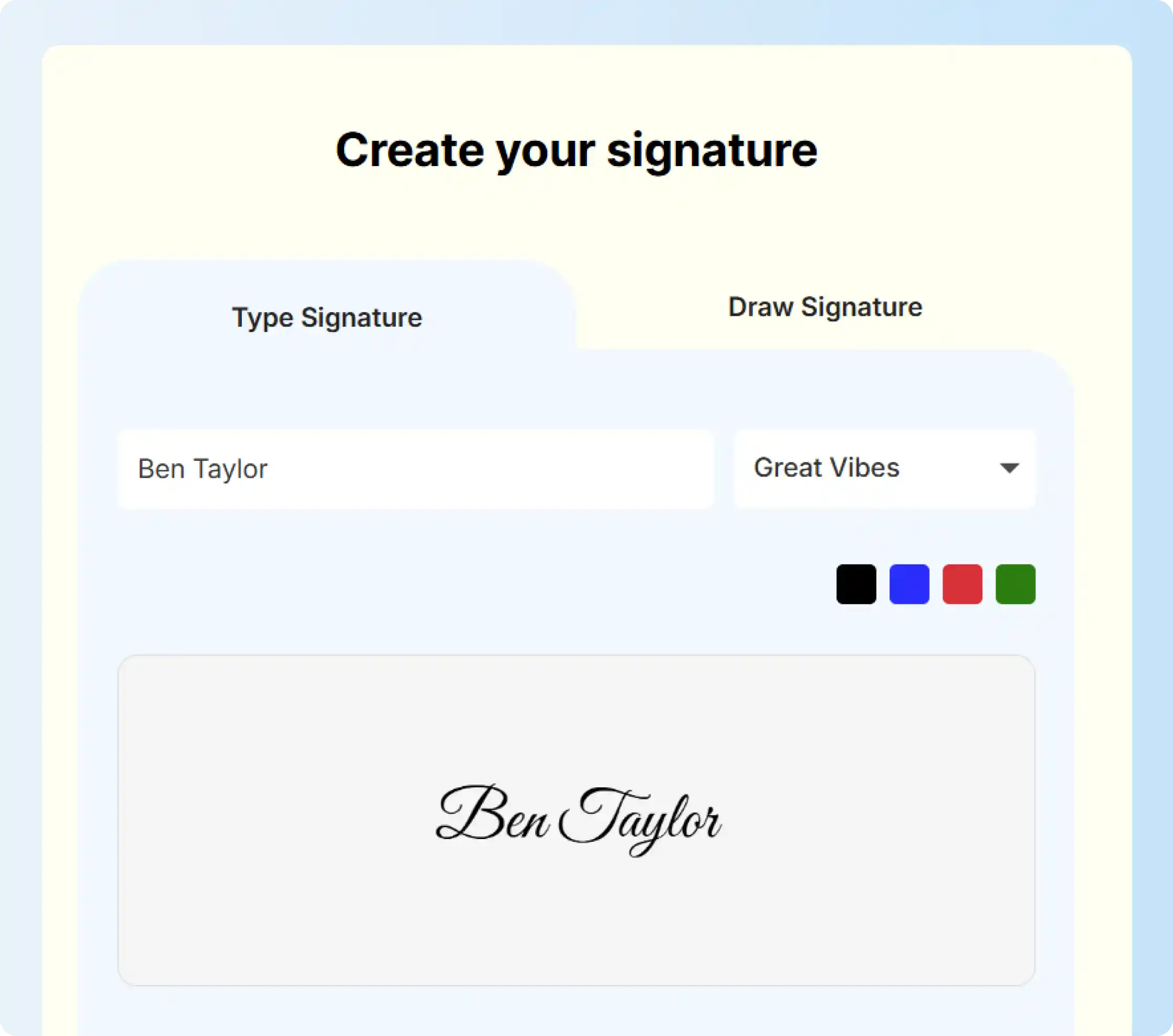 Signeasy signature typing tool
