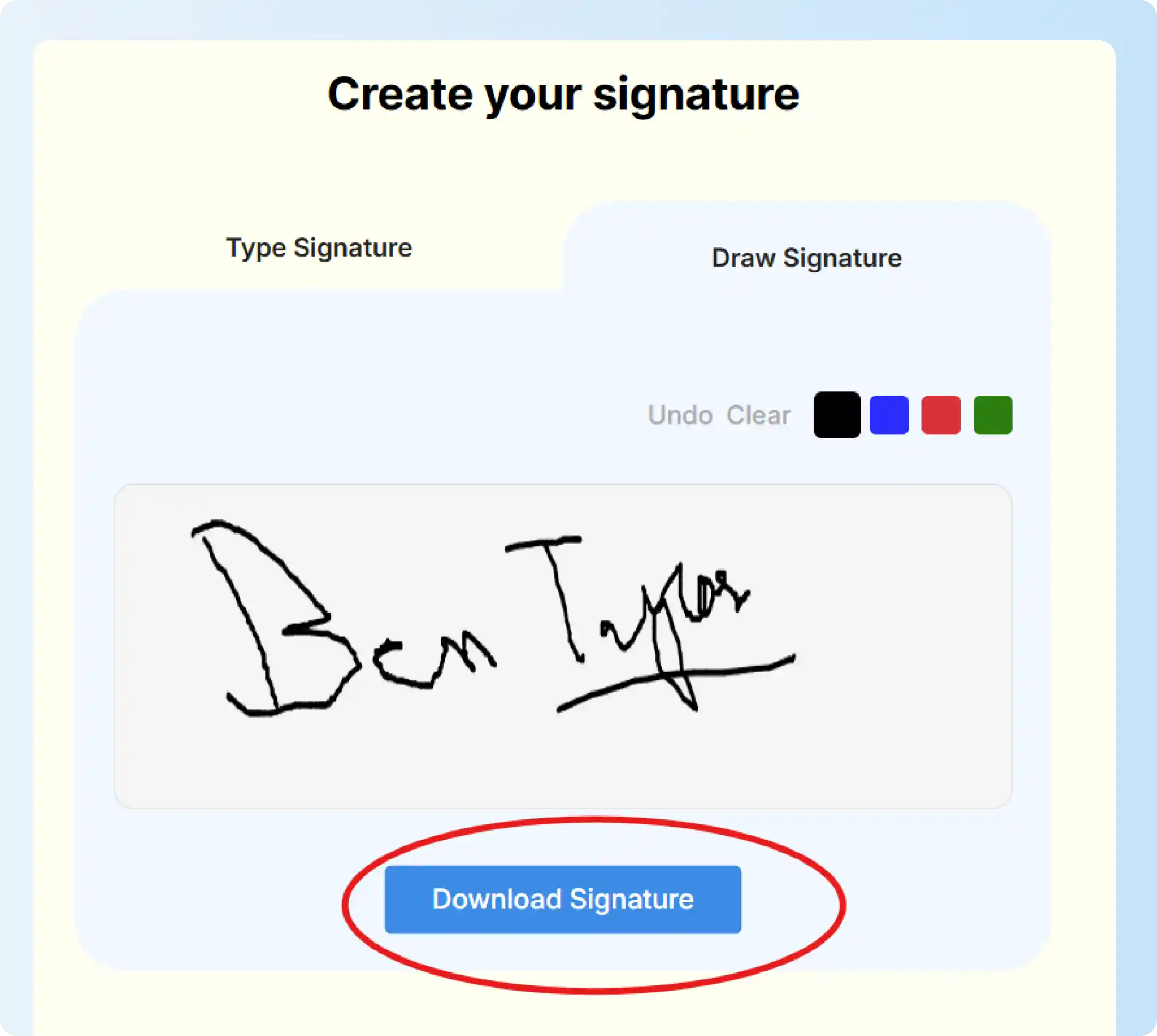 Signeasy eSignature download option