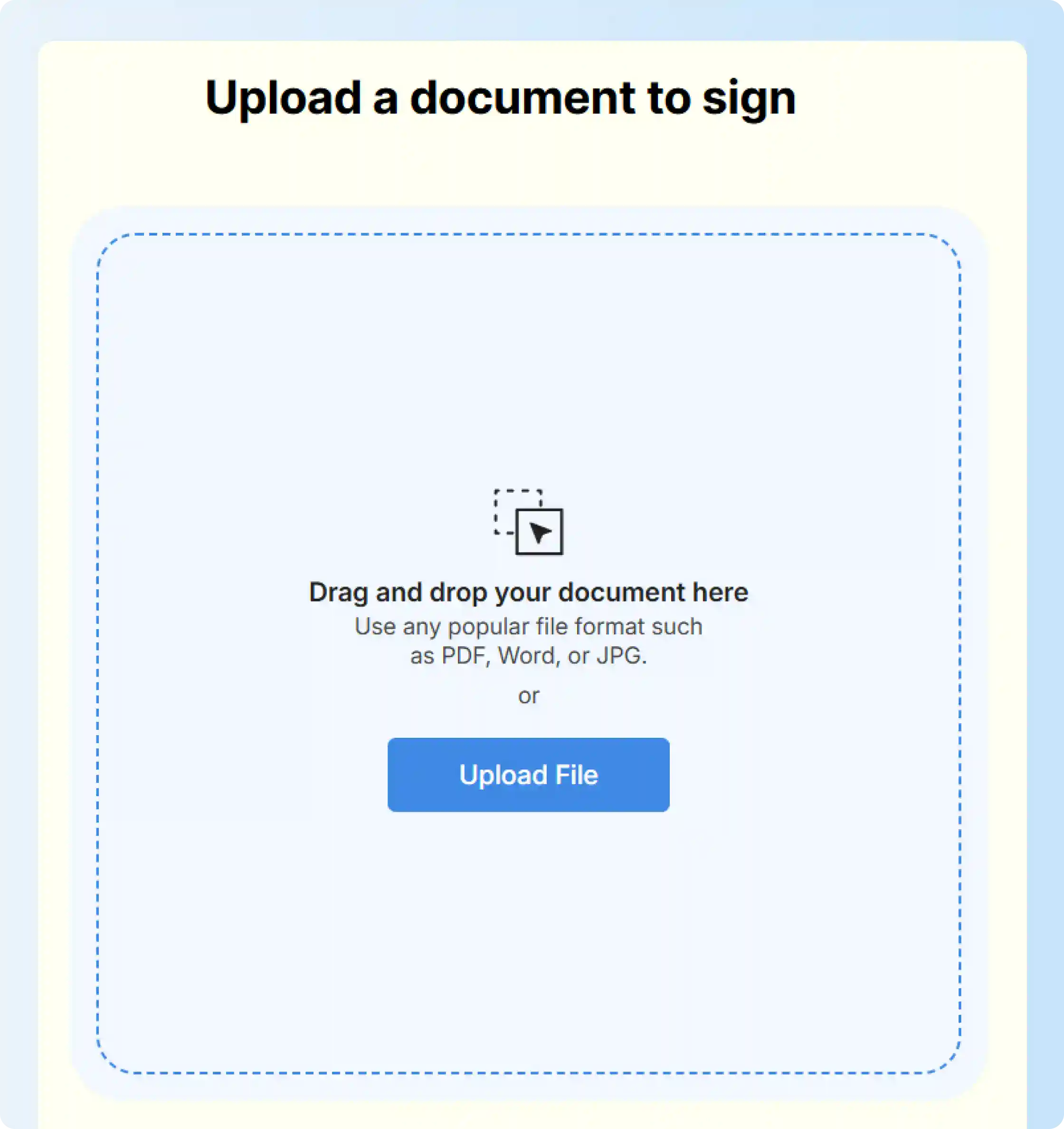 Signeasy upload file option for eSignature