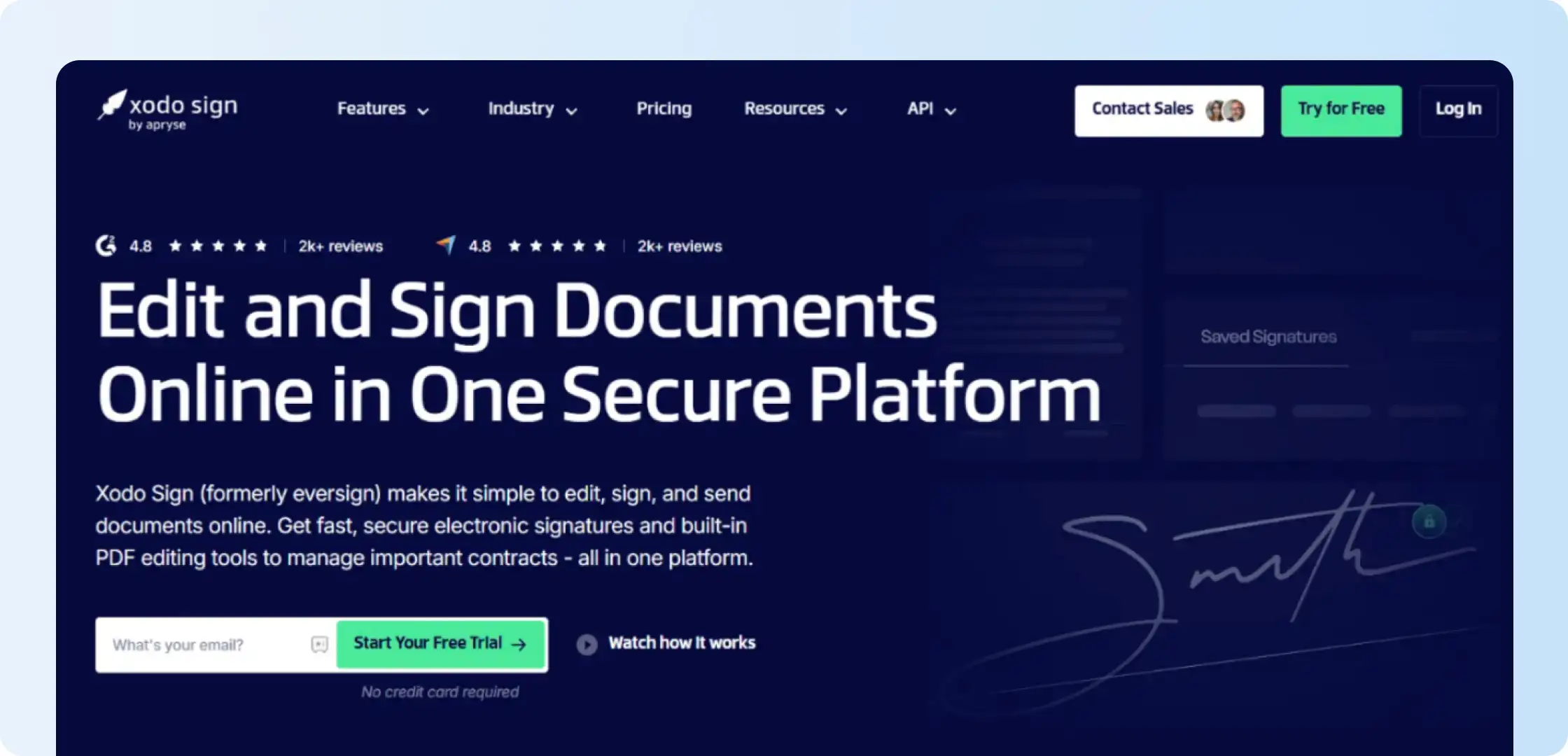Xodo Sign homepage for budget focused teams
