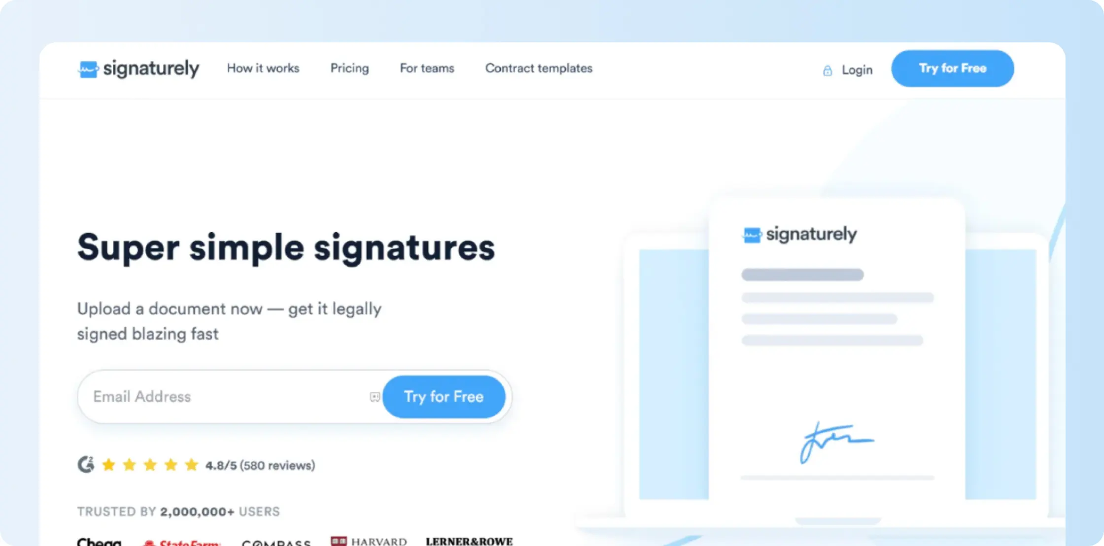 Signaturely homepage