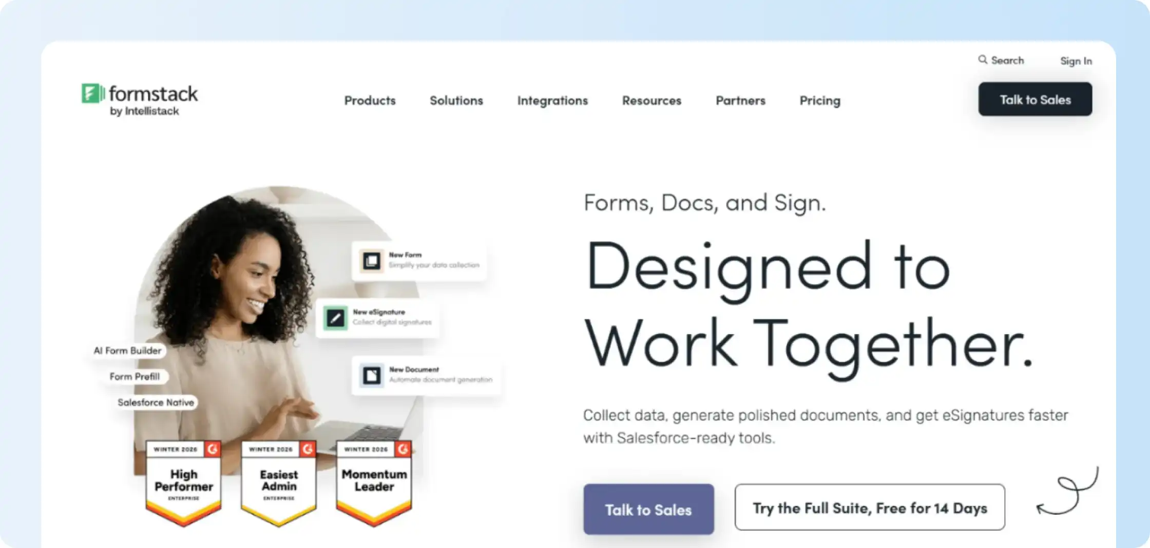 Formstack Sign homepage for form workflows