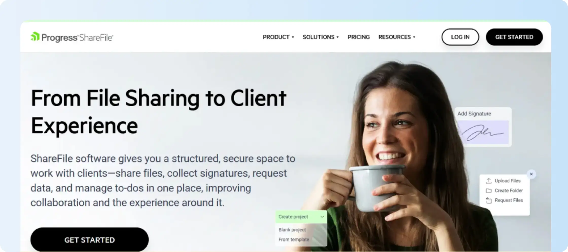 Progress ShareFile homepage for client workflows