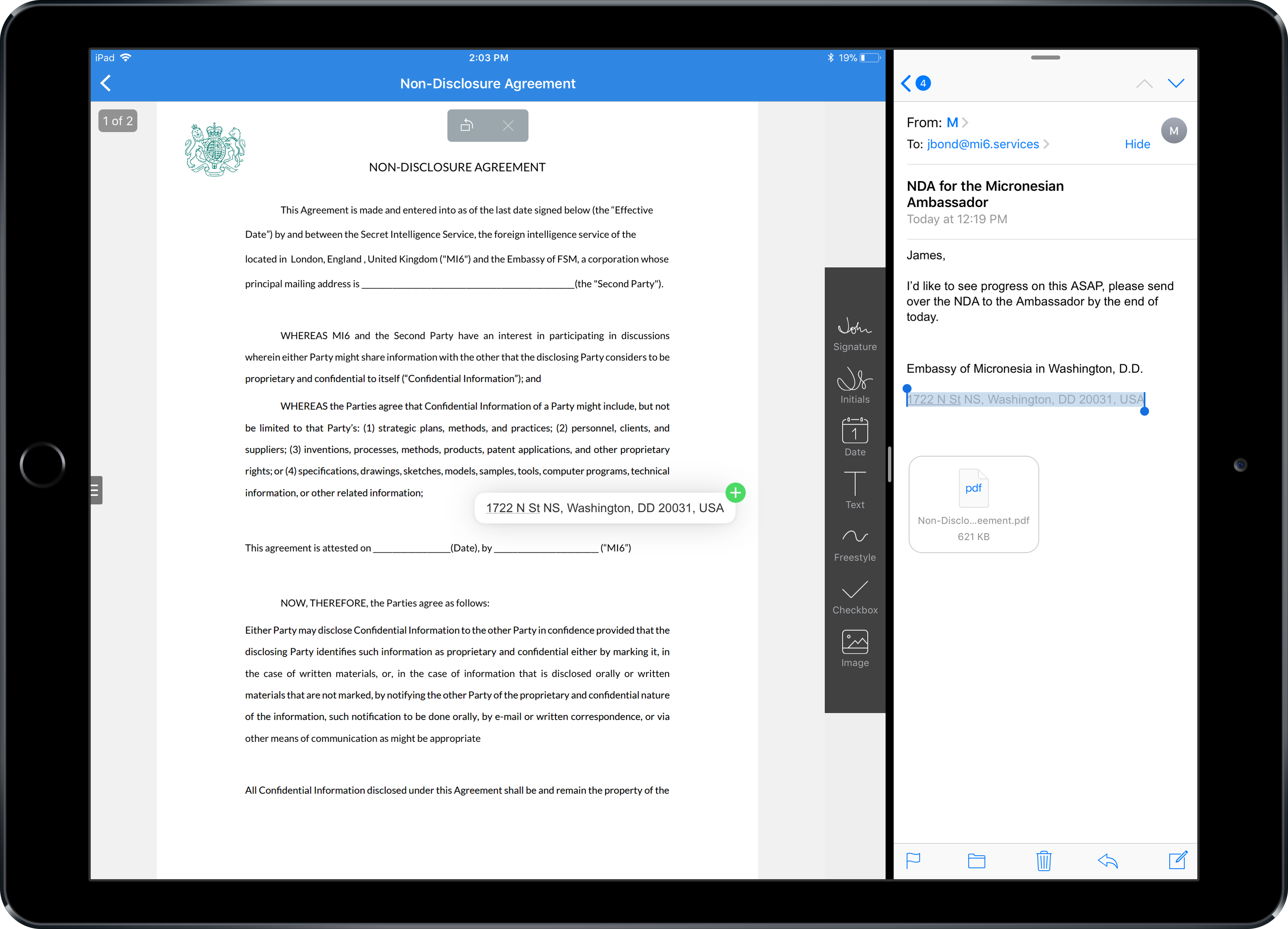 Drag and drop documents on Signeasy e signature app