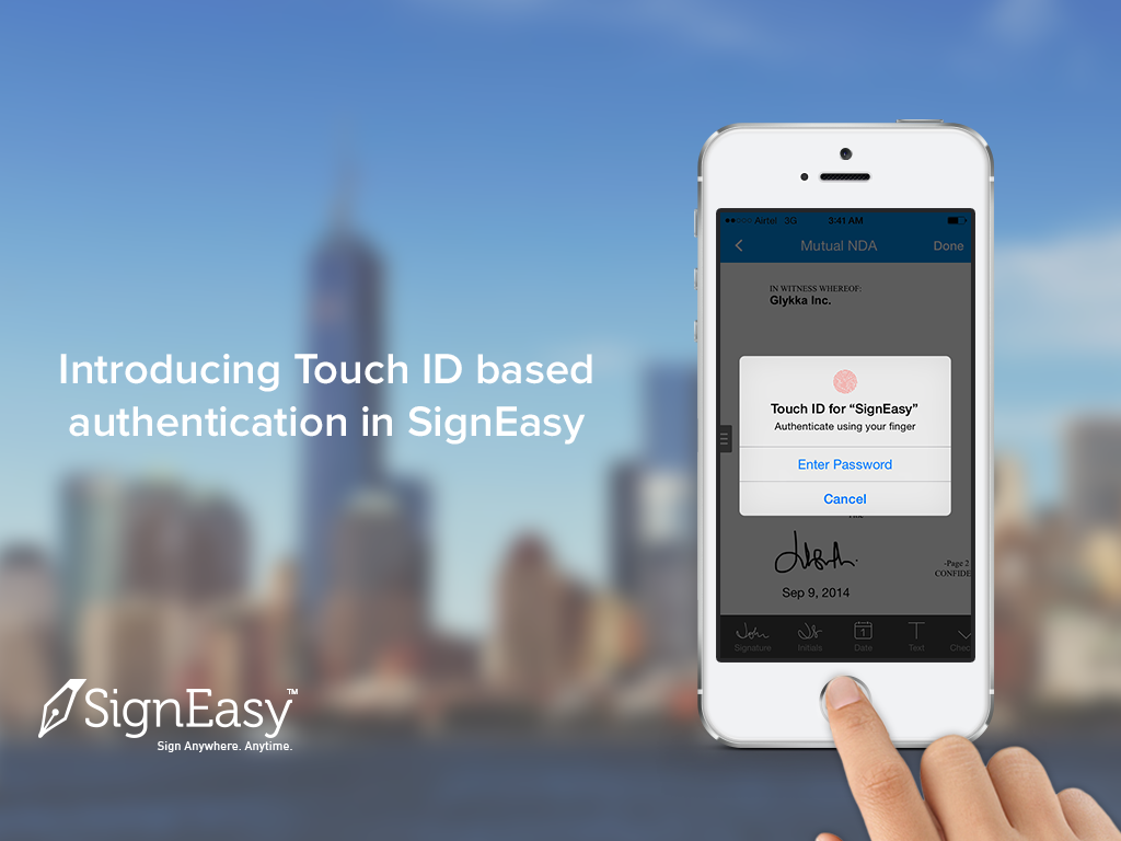 Signeasy Integrates Touch ID for biometric authentication