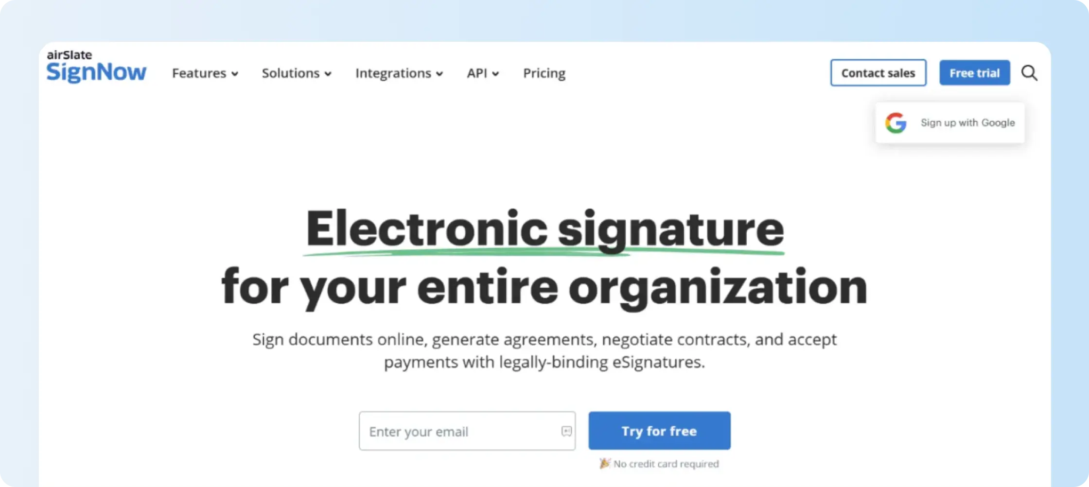 airSlate SignNow electronic signature platform