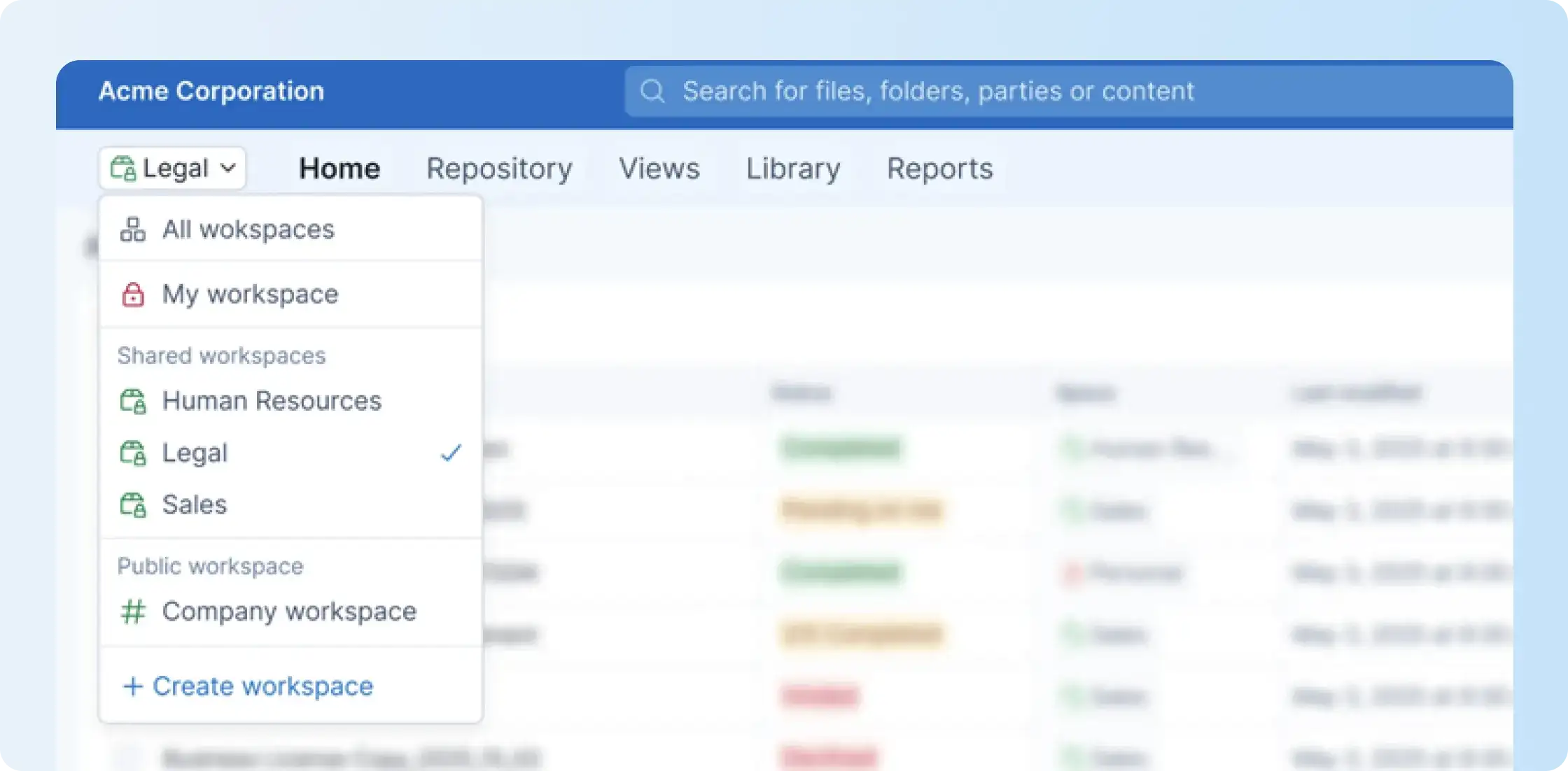 Signeasy workspaces