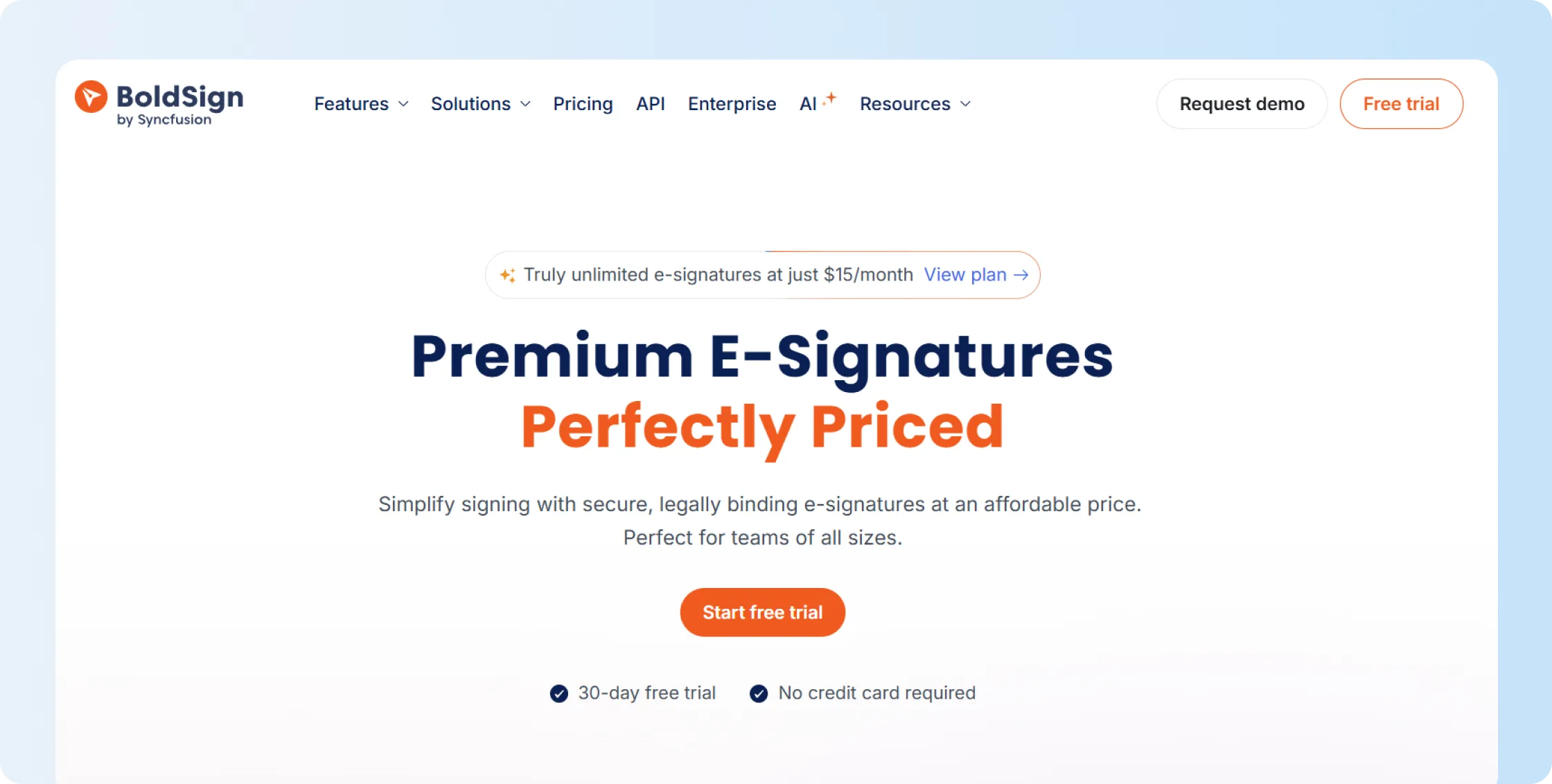BoldSign website showing eSignature tools and pricing