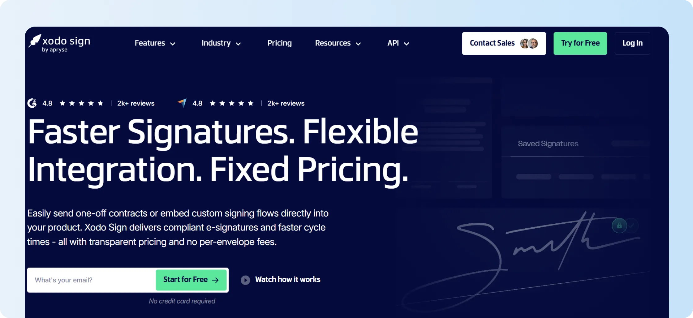 Sign website highlighting electronic document signatures