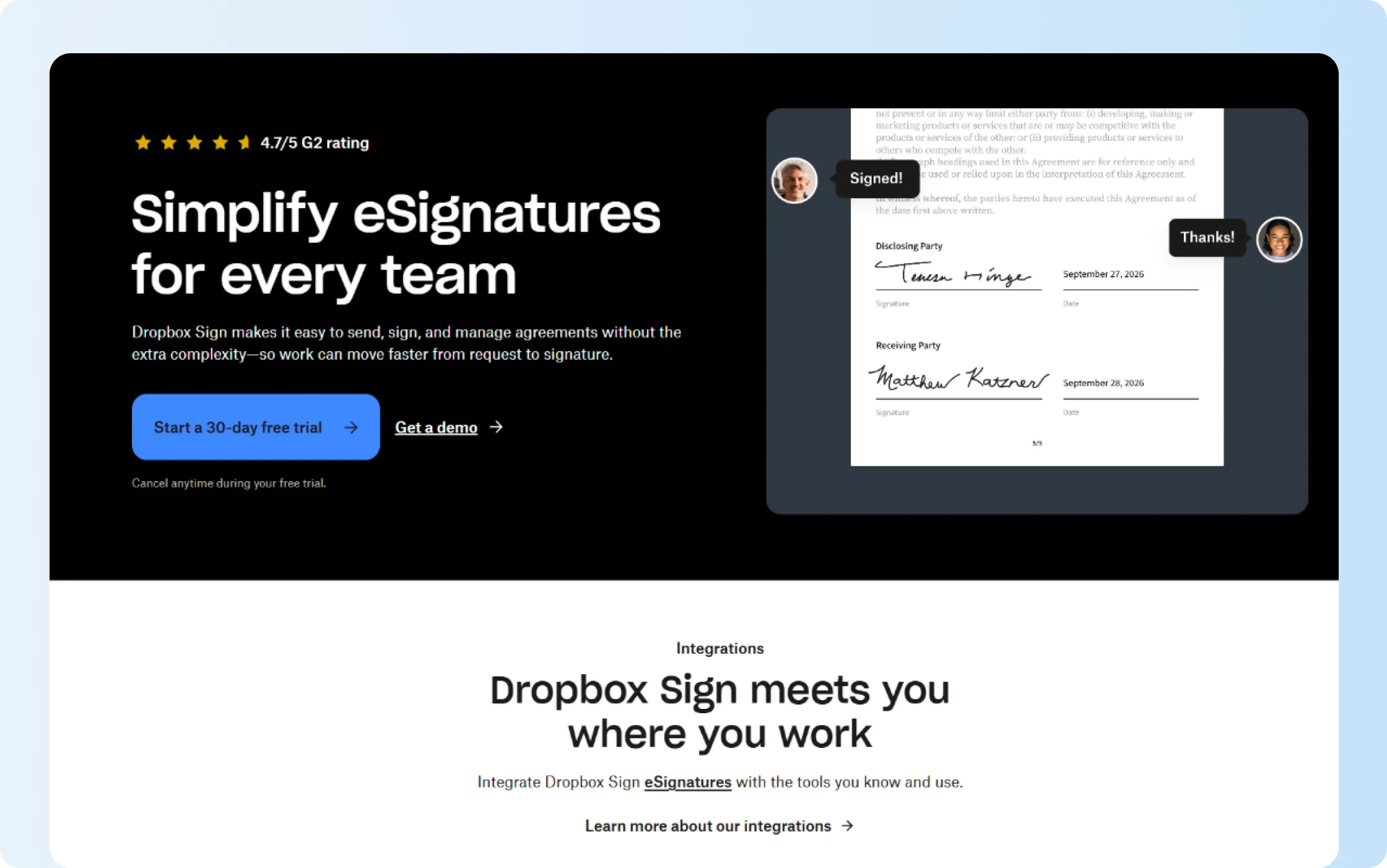 Dropbox Sign workflow for documents stored in Dropbox